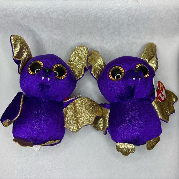 NWT Vintage TY Beanie Boo 'Count' the Purple Bat (Medium 9 inch) Set of 2 - Picture 5 of 11